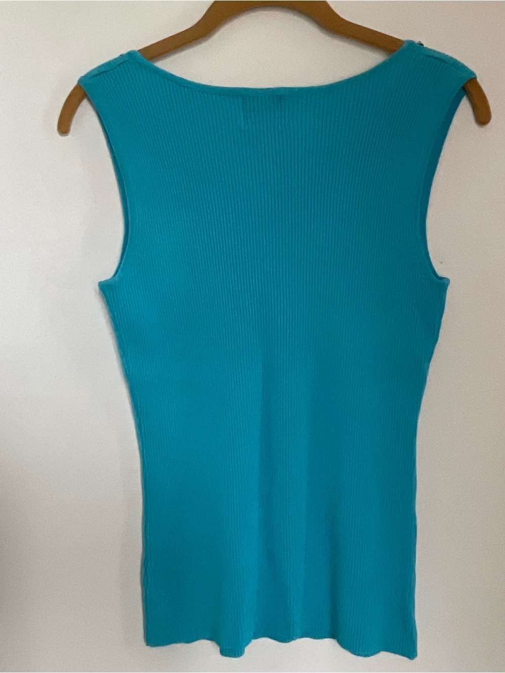 Ruby Rd. Turquoise Ribbed Tank with Jewel Neckline size Small - Picture 3 of 5